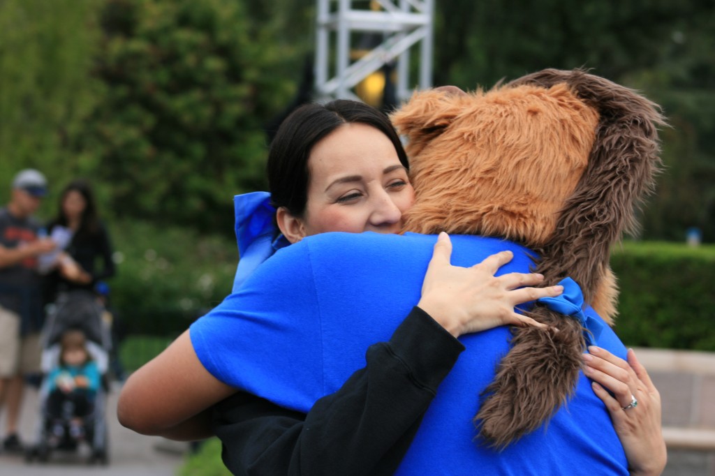 Beast and Belle hugging 